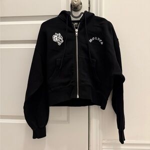 Darc Sport Wandering "Sage" Cropped Zip Hoodie in Black